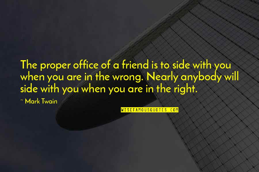 Exhibitors Quotes By Mark Twain: The proper office of a friend is to