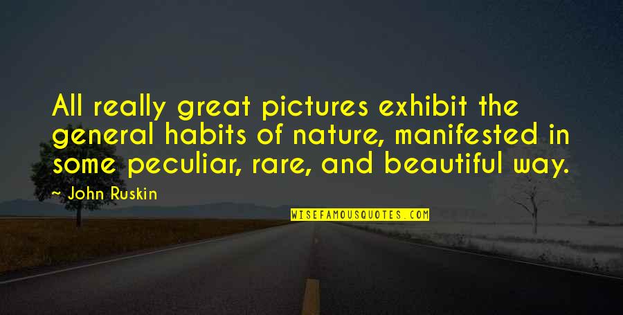 Exhibit's Quotes By John Ruskin: All really great pictures exhibit the general habits