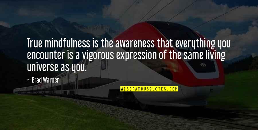 Exhortation Synonym Quotes By Brad Warner: True mindfulness is the awareness that everything you