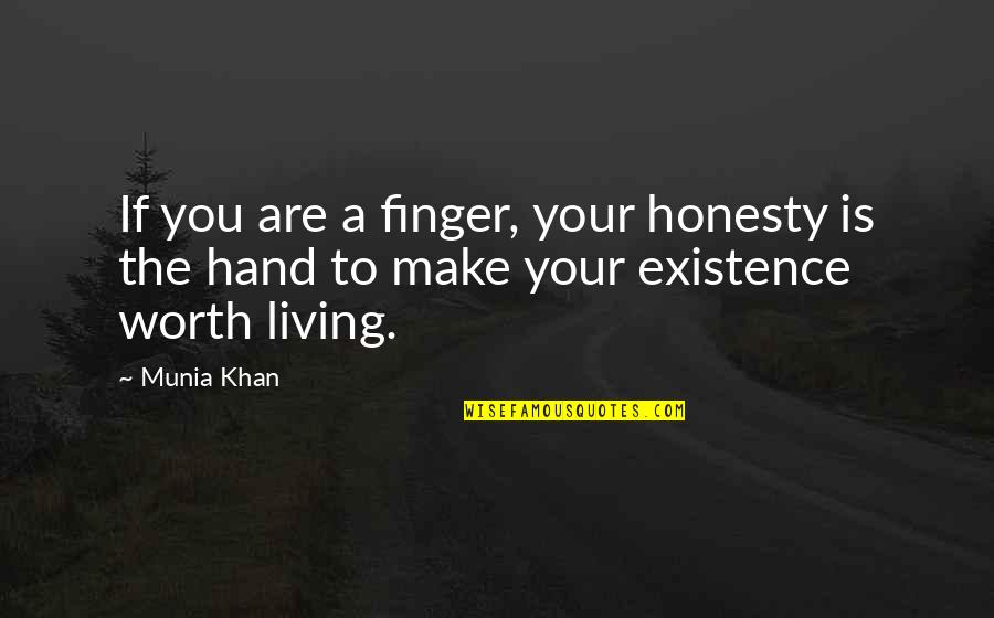 Existence Quotes And Quotes By Munia Khan: If you are a finger, your honesty is