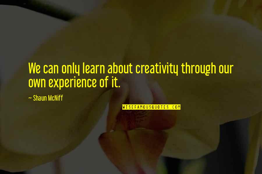 Exit And Reentry Quotes By Shaun McNiff: We can only learn about creativity through our