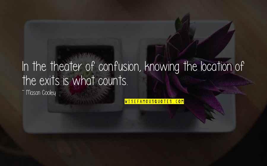 Exits Quotes By Mason Cooley: In the theater of confusion, knowing the location