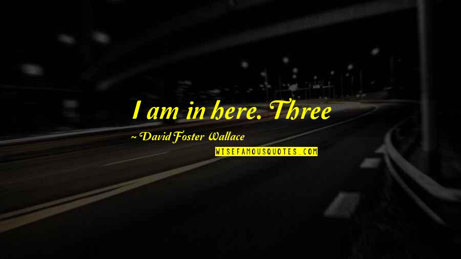 Exornare Quotes By David Foster Wallace: I am in here. Three