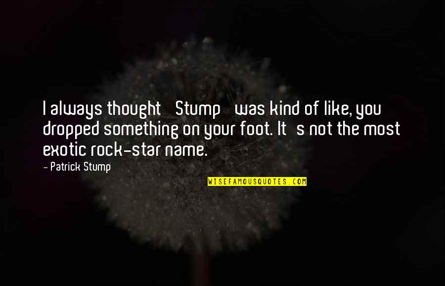 Exotic Quotes By Patrick Stump: I always thought 'Stump' was kind of like,