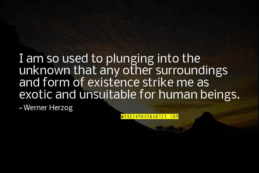 Exotic Quotes By Werner Herzog: I am so used to plunging into the