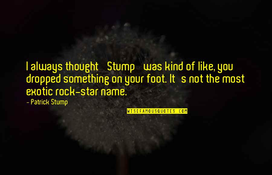 Exotic's Quotes By Patrick Stump: I always thought 'Stump' was kind of like,