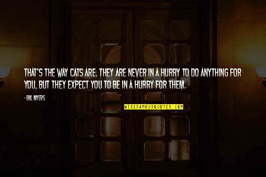 Expect Anything Quotes By Bill Myers: That's the way cats are. They are never Expect Anything Quotes By Bill Myers: That's the way cats are. They are never