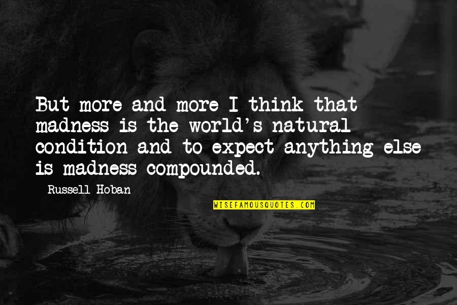 Expect Anything Quotes By Russell Hoban: But more and more I think that madness Expect Anything Quotes By Russell Hoban: But more and more I think that madness