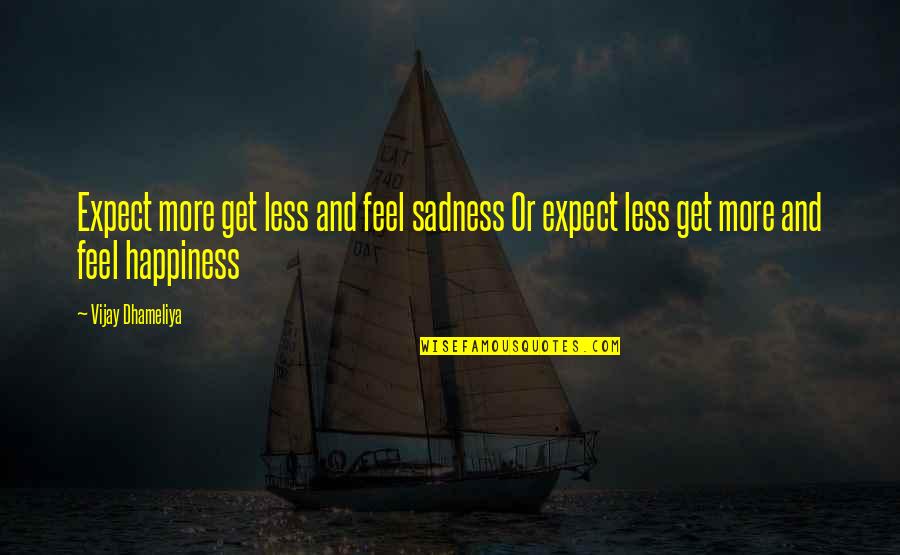Expectations And Happiness Quotes By Vijay Dhameliya: Expect more get less and feel sadness Or