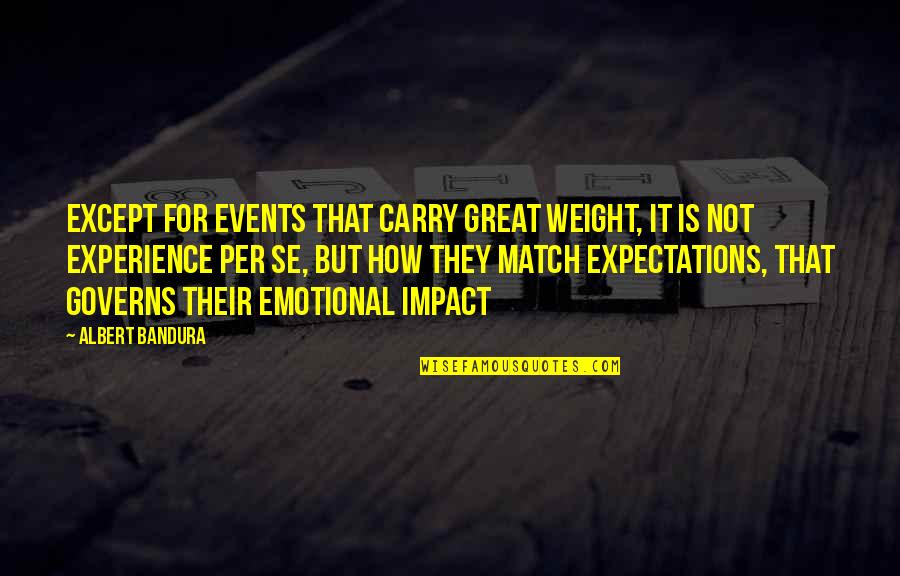 Expectations In Great Expectations Quotes By Albert Bandura: Except for events that carry great weight, it