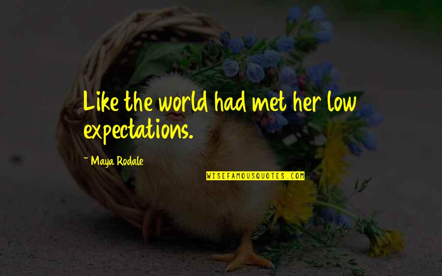 Expectations Low Quotes By Maya Rodale: Like the world had met her low expectations. Expectations Low Quotes By Maya Rodale: Like the world had met her low expectations.