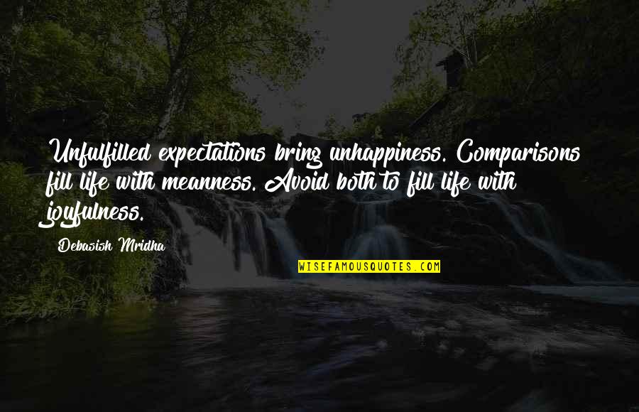 Expectations Unfulfilled Quotes By Debasish Mridha: Unfulfilled expectations bring unhappiness. Comparisons fill life with