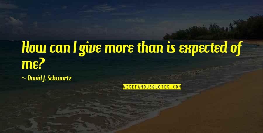 Expected More Quotes By David J. Schwartz: How can I give more than is expected