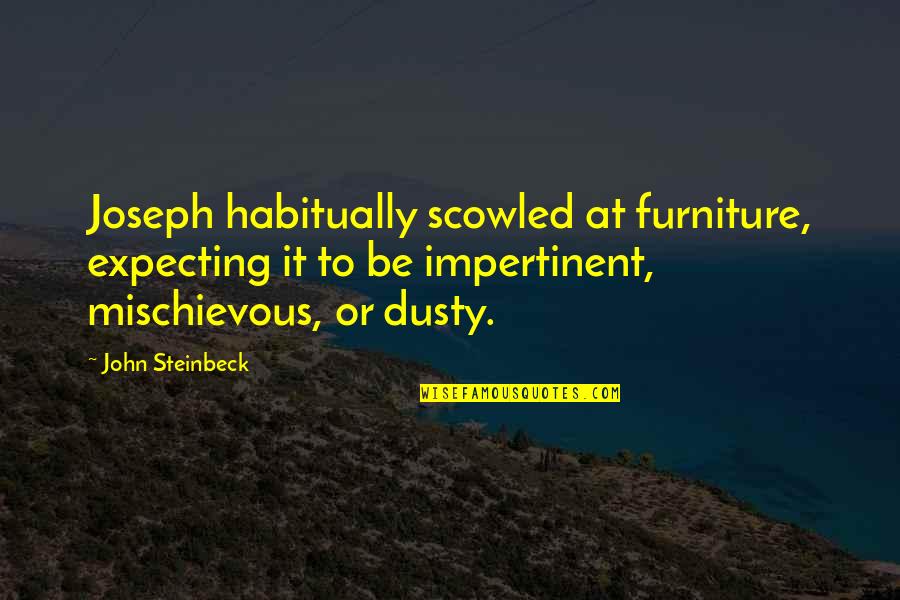 Expecting Quotes By John Steinbeck: Joseph habitually scowled at furniture, expecting it to