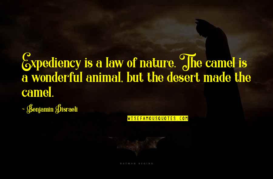 Expediency Quotes By Benjamin Disraeli: Expediency is a law of nature. The camel