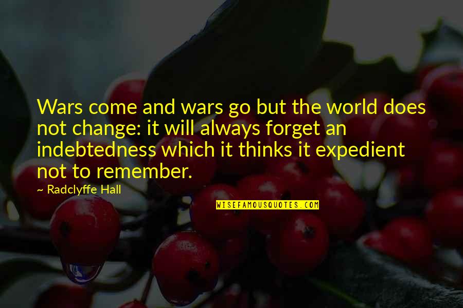 Expedient Quotes By Radclyffe Hall: Wars come and wars go but the world