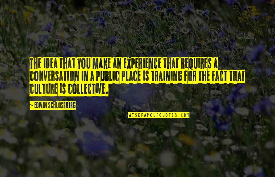 Experience And Culture Quotes By Edwin Schlossberg: The idea that you make an experience that Experience And Culture Quotes By Edwin Schlossberg: The idea that you make an experience that