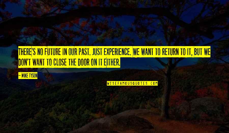 Experience And Future Quotes By Mike Tyson: There's no future in our past. Just experience.