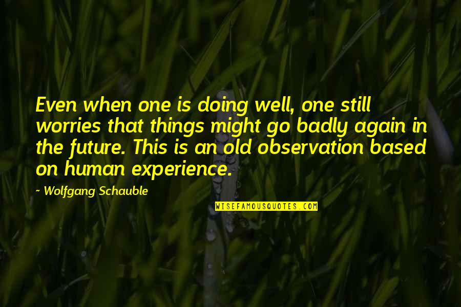 Experience And Future Quotes By Wolfgang Schauble: Even when one is doing well, one still