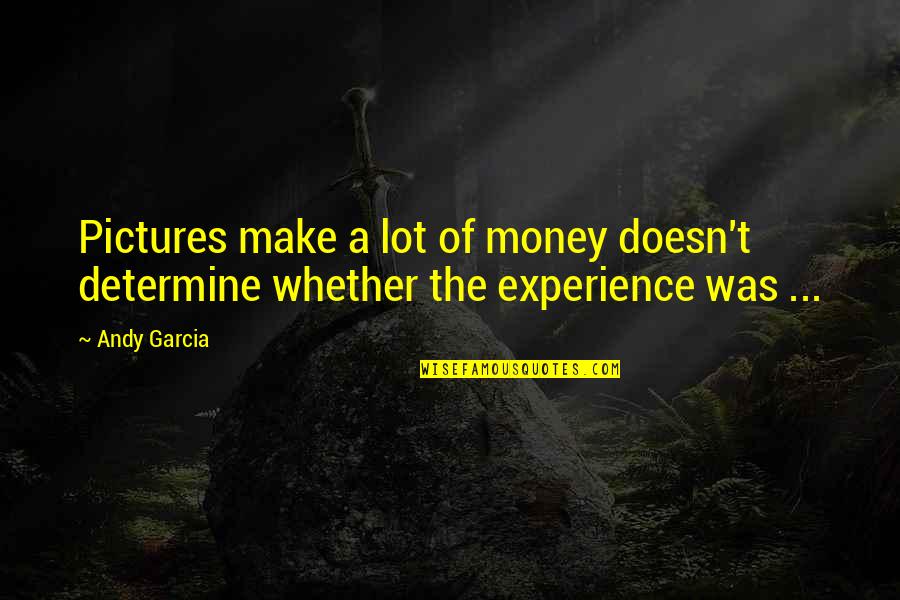 Experience And Money Quotes By Andy Garcia: Pictures make a lot of money doesn't determine