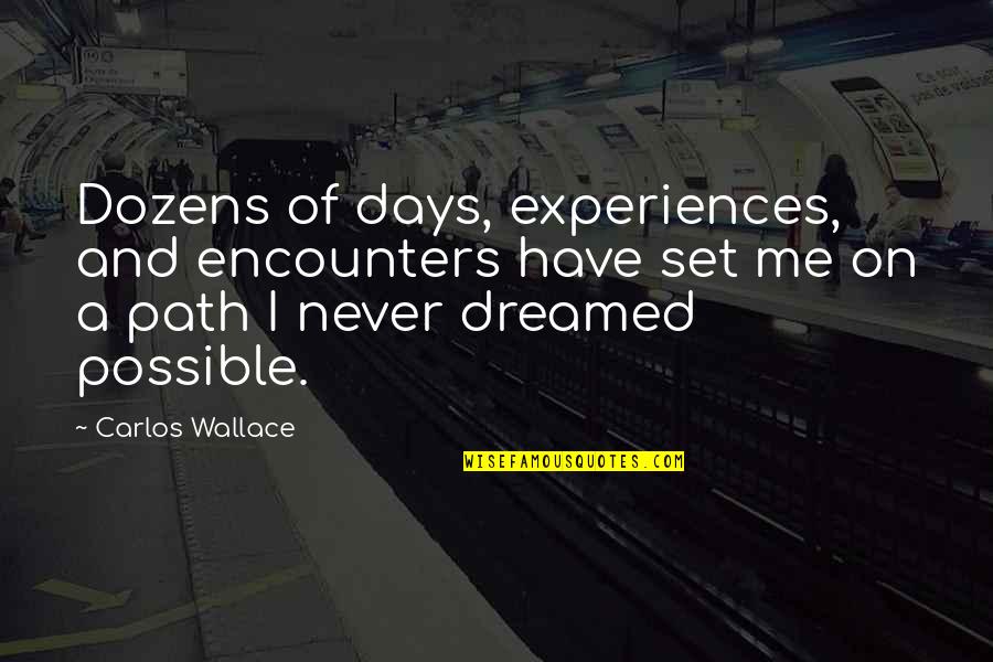 Experience And Money Quotes By Carlos Wallace: Dozens of days, experiences, and encounters have set