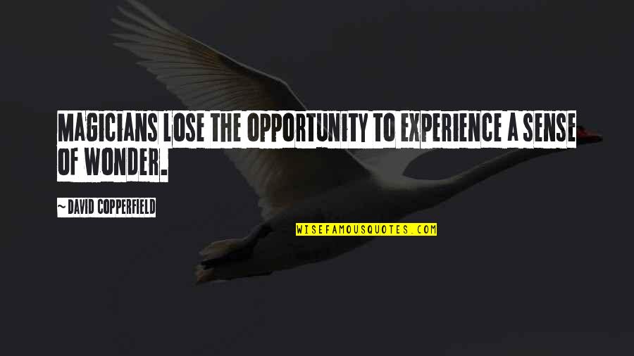 Experience And Opportunity Quotes By David Copperfield: Magicians lose the opportunity to experience a sense