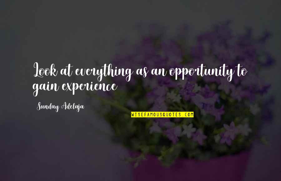 Experience And Opportunity Quotes By Sunday Adelaja: Look at everything as an opportunity to gain