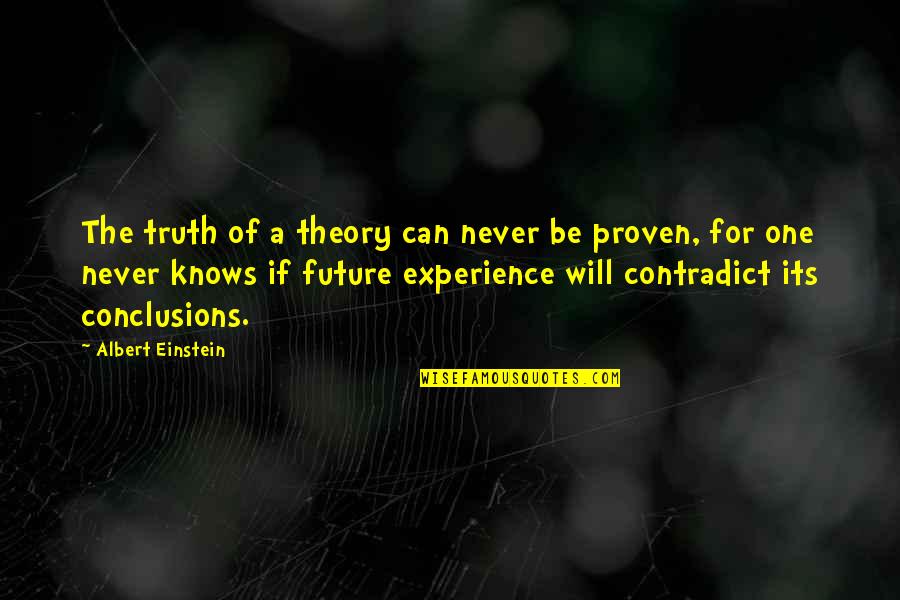 Experience And Theory Quotes By Albert Einstein: The truth of a theory can never be