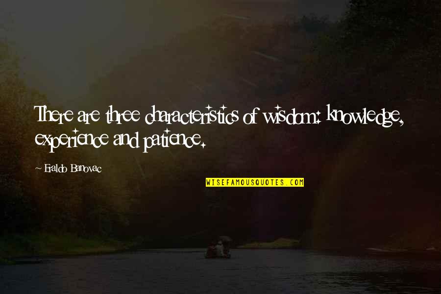 Experience And Wisdom Quotes By Eraldo Banovac: There are three characteristics of wisdom: knowledge, experience