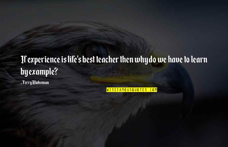 Experience As A Teacher Quotes By Terry Blakeman: If experience is life's best teacher then why