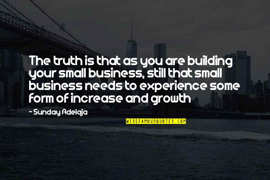 Experience In Business Quotes By Sunday Adelaja: The truth is that as you are building