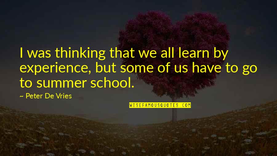 Experience In School Quotes By Peter De Vries: I was thinking that we all learn by