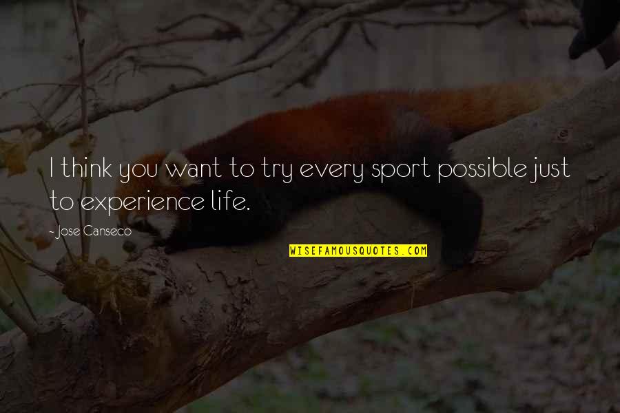 Experience In Sports Quotes By Jose Canseco: I think you want to try every sport