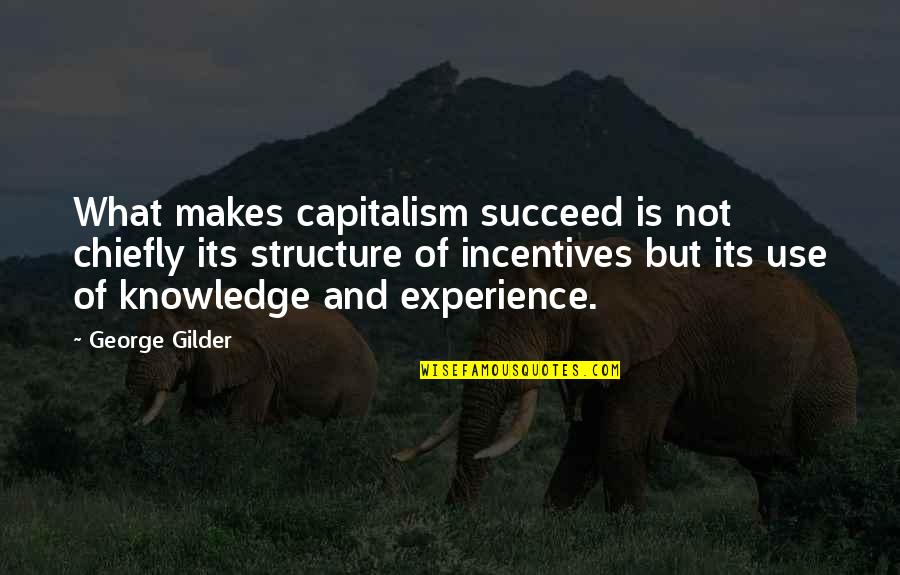 Experience Knowledge Quotes By George Gilder: What makes capitalism succeed is not chiefly its