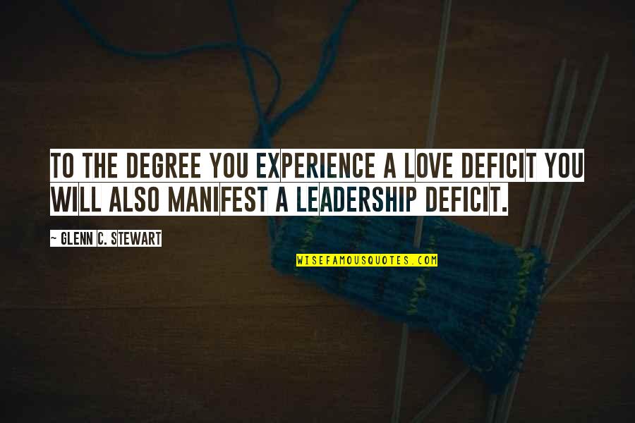 Experience Love Quotes By Glenn C. Stewart: To the degree you experience a love deficit