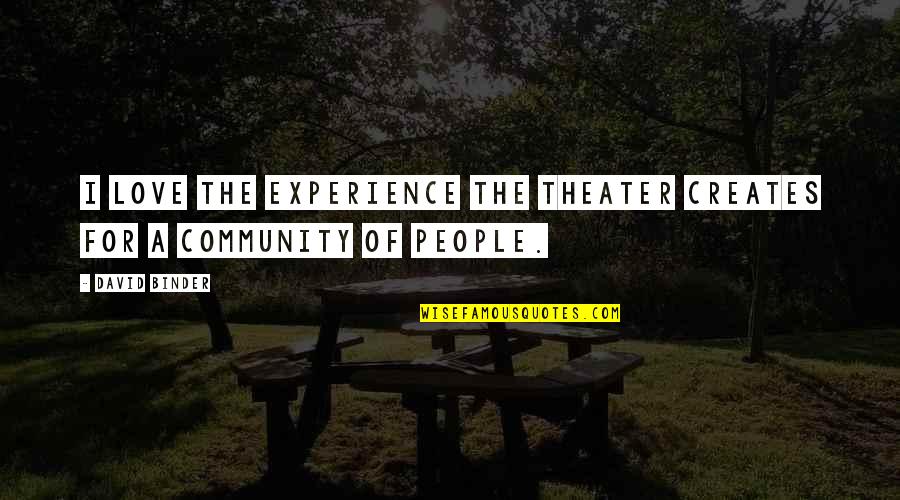 Experience Of Love Quotes By David Binder: I love the experience the theater creates for