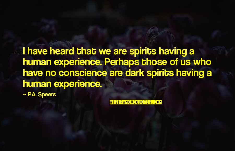 Experience Of Truth Quotes By P.A. Speers: I have heard that we are spirits having