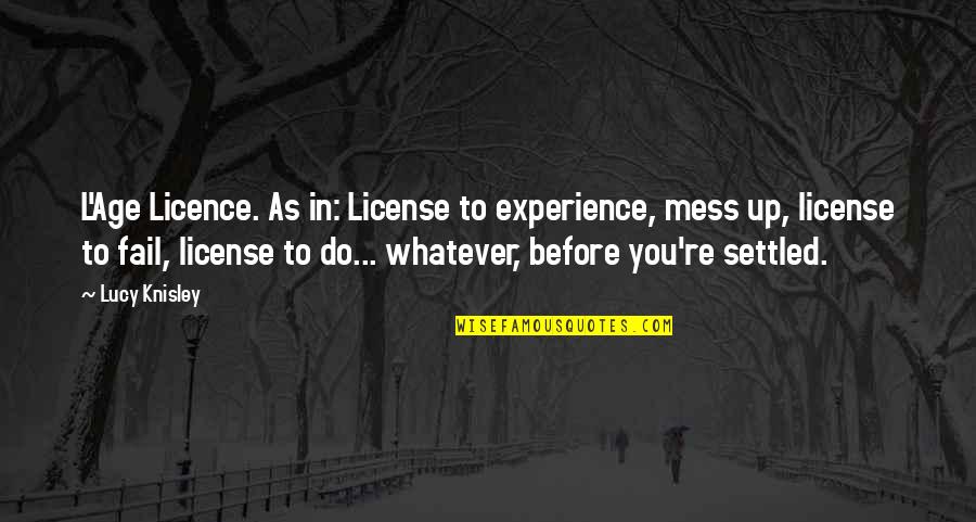 Experience Over Youth Quotes By Lucy Knisley: L'Age Licence. As in: License to experience, mess