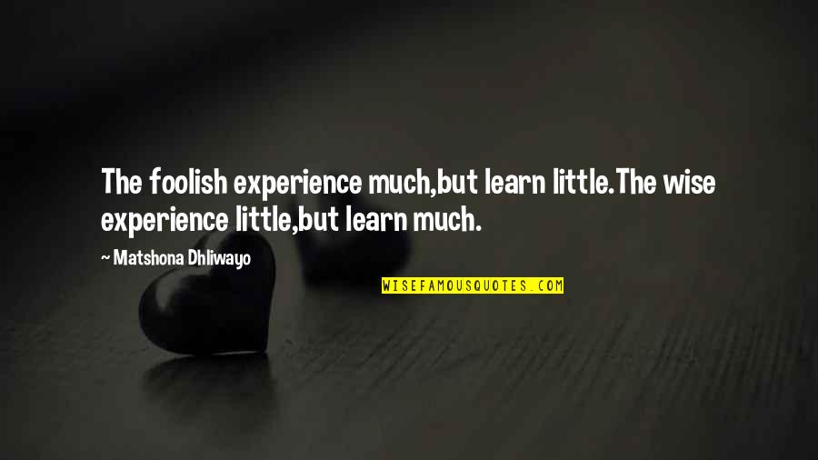 Experience Person Quotes By Matshona Dhliwayo: The foolish experience much,but learn little.The wise experience Experience Person Quotes By Matshona Dhliwayo: The foolish experience much,but learn little.The wise experience