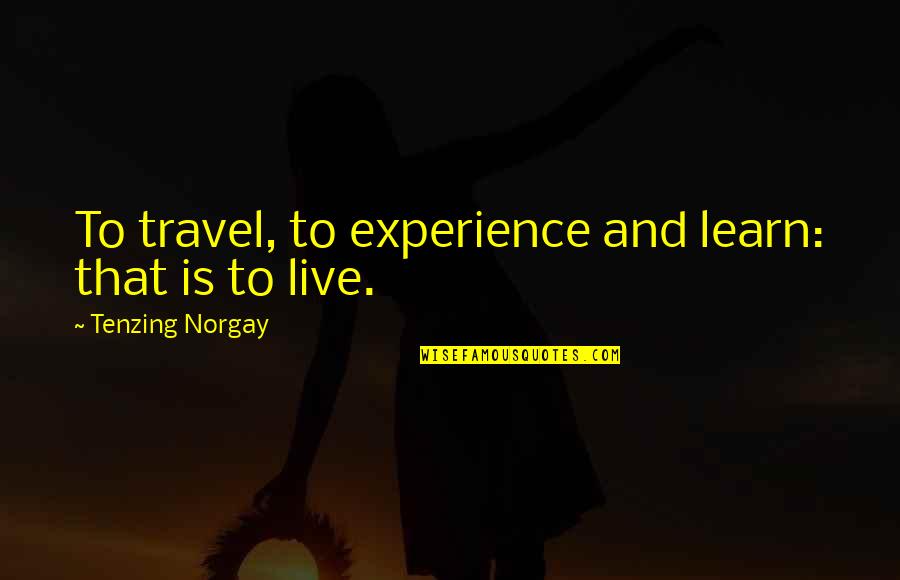 Experience Travel Quotes By Tenzing Norgay: To travel, to experience and learn: that is