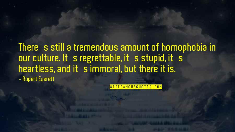 Experience With Friends Quotes By Rupert Everett: There's still a tremendous amount of homophobia in