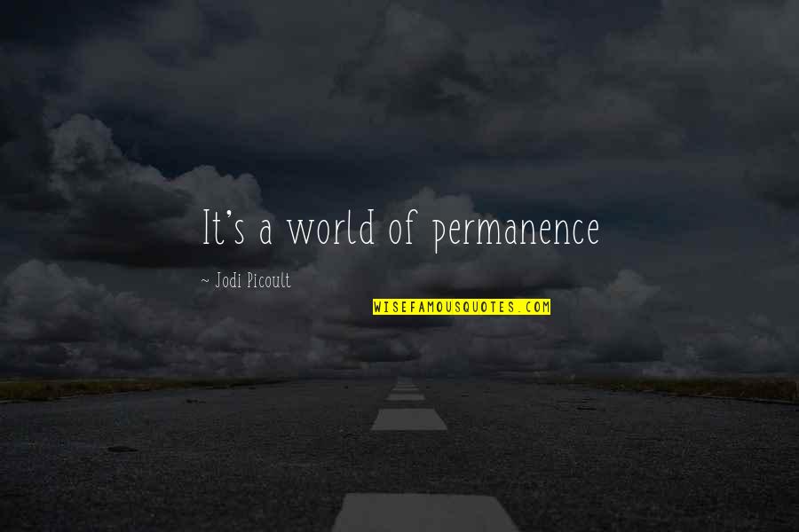 Experienceas Quotes By Jodi Picoult: It's a world of permanence