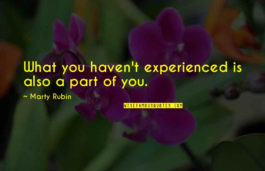 Experienced Quotes By Marty Rubin: What you haven't experienced is also a part Experienced Quotes By Marty Rubin: What you haven't experienced is also a part