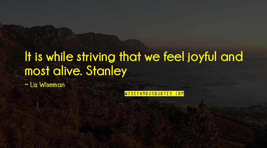 Experiencers Quotes By Liz Wiseman: It is while striving that we feel joyful