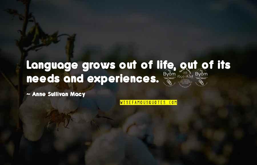 Experiences And Life Quotes By Anne Sullivan Macy: Language grows out of life, out of its