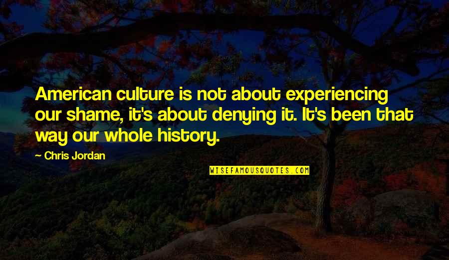 Experiencing History Quotes By Chris Jordan: American culture is not about experiencing our shame,
