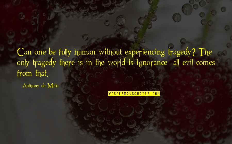 Experiencing The World Quotes By Anthony De Mello: Can one be fully human without experiencing tragedy?