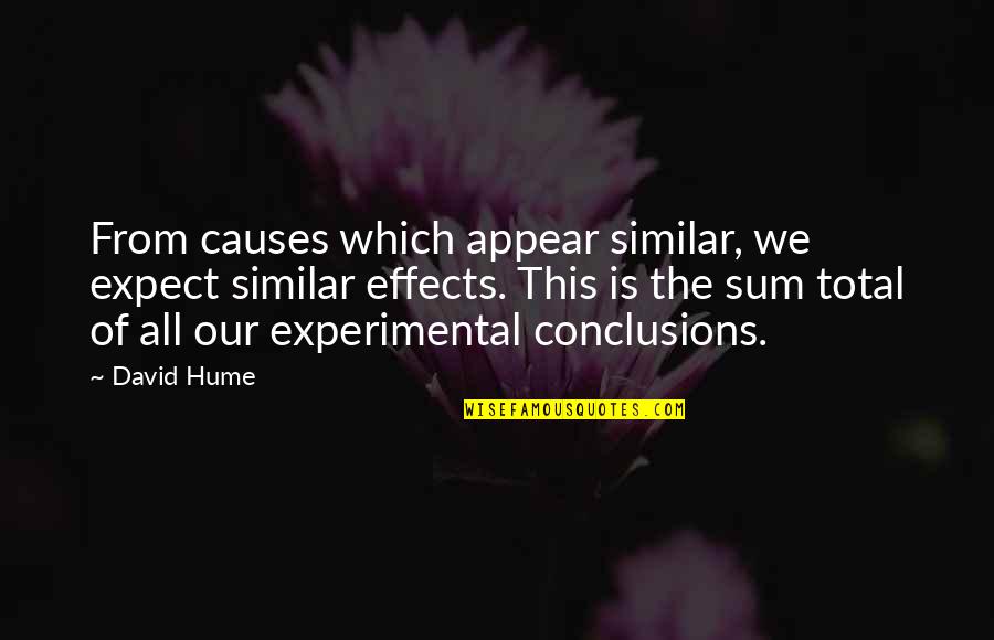 Experimental Quotes By David Hume: From causes which appear similar, we expect similar