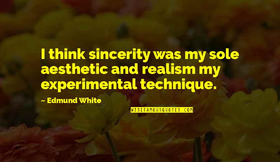 Experimental Quotes By Edmund White: I think sincerity was my sole aesthetic and