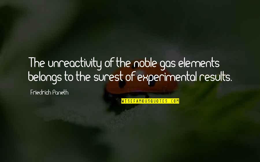 Experimental Quotes By Friedrich Paneth: [The unreactivity of the noble gas elements] belongs